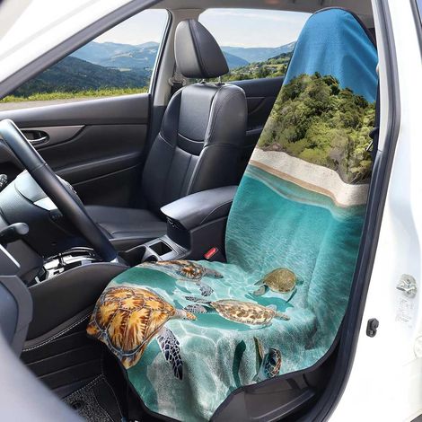Universal Car Seat Cover in Terry Cloth, Universal Microfiber Car Seat Cover Accessory for Most Cars, Vans (Turtle 1, 1 Piece) (1/5)