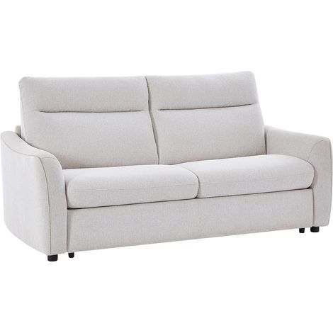 Divano letto a ribalta 3 posti in tessuto beige SOVANIA