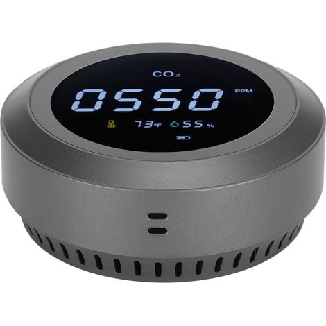 Tragbarer, intelligenter WLAN-CO₂-Detektor, Luftqualitätsmonitor, Temperatur- und Feuchtigkeitsmesser, Schwarz (1/5)