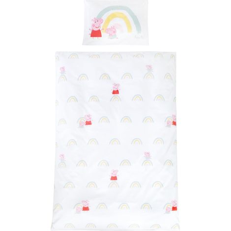 roba Biancheria da Letto Peppa Pig per Bambini - 100 x 135 cm - Cotone di Alta Qualità - Chiusura con Bottoni - Copripiumino e Federa - Bianco (1/5)