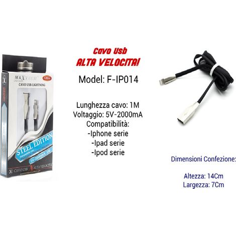 Trade Shop - Veloce X Iphone Ipad Ipod 5volt - 2000ma 1mt Maxtech F-ip014 - (1/3)