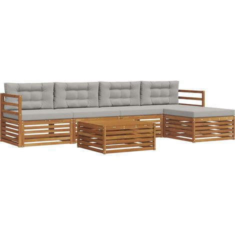 Conjunto de sofás de exterior 6 uds. Gris Natural y Claro vidaXL (1/5)