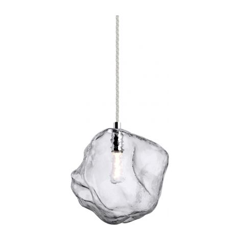 Zumaline ROCK Pendel-Deckenleuchte, Chrom, Glas, 1x E27