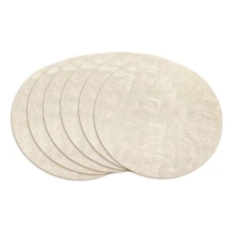 Lot de 6 sets de table ronds, réversibles, en similicuir résistant à la chaleur, imperméables, oléofuges et lavables, pour intérieur et extérieur (beige) (1/4)