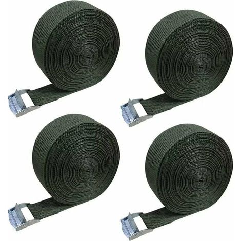 Sangle d'arrimage 8m - 4 pièces de sangles d'arrimage avec verrouillage à pince set de sangles d'arrimage pour porte-vélo moto Sangle d'arrimage extrêmement robuste avec cliquet (1/5)