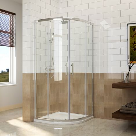 ELEGANT 800 x 800 mm Quadrant Shower Cubicle Enclosure Sliding Door 6mm Easy Clean Glass (1/5)