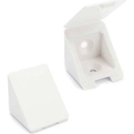 100 x Equerre D'angle/connecteurs de meubles/Équerre étagère BT1 2 trous Couleur : Blanc Matière : Plastique (1/3)