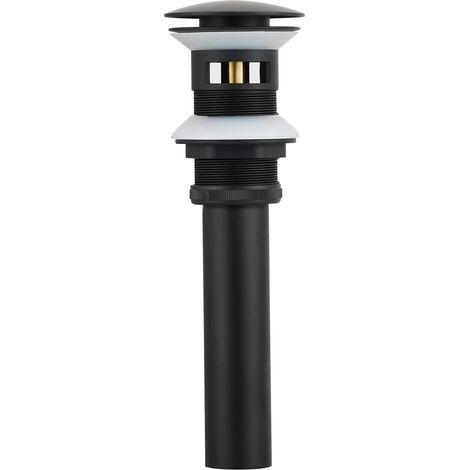 Bonde de lavabo avec Trop-Plein pour Lavabo et Évier – Valve Pop-up Noir Mat (1/5)
