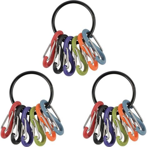 Lot de 18 mousquetons en S à double dégagement rapide, 8 formes variées pour intérieur, extérieur, randonnée, pêche, camping et voyage (1/5)