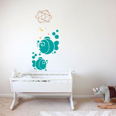 Sticker mural décoratif en forme de poisson pour salon ou chambre (vert) (1/5)