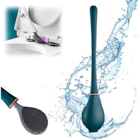 Escobilla y soporte de silicona para inodoro: montaje moderno en pared sin taladrar, secado rápido. (1/4)