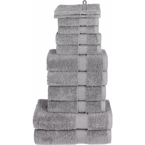 vidaXL Set ASciugamani SOLUND 12 pz Grigio 600 gsm