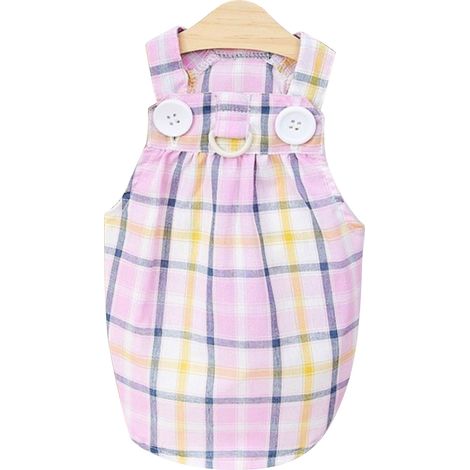Vêtements mignons pour chiens, tissu en coton, robe à carreaux, bretelles, vêtements pour animaux de compagnie, usage quotidien, décoration de vacances, rose XXL (1/5)