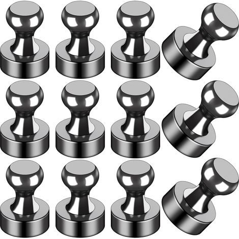 Lot de 12 aimants noirs pour réfrigérateur, petits et puissants, pour tableau blanc, bureau, salle de classe, carte, cuisine