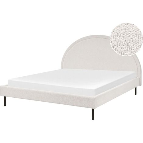 Bett mit Lattenrost Bouclé MARGUT 160 x 200 cm Weiß