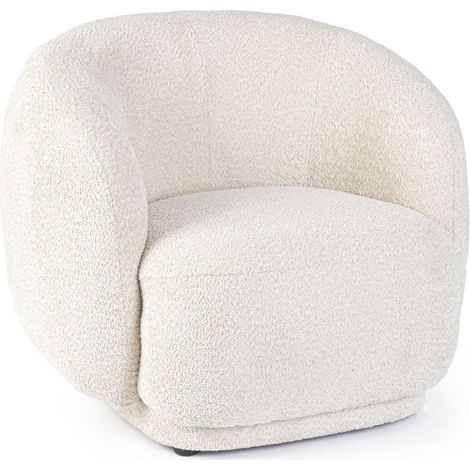 Fauteuil 93x87x73 cm en tissu bouclette écru - TECLA (1/5)