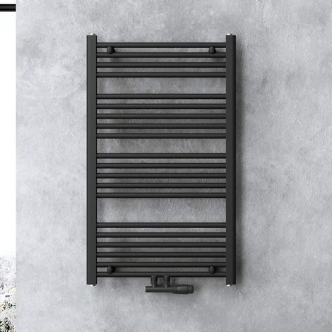 doporro Calefacción de baño diseño recto 100x60cm radiador tubular Antracita conexión central horizontal