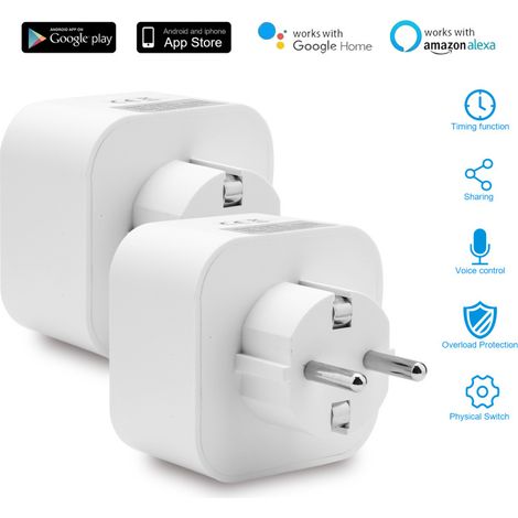 SWANEW 2x socket wlan socket smart. compatibile con Alexa e Google Home e IFTT. Connettore Smart Plug. Funzione Timer. Socket Wi-Fi intelligente. nessun ponte necessario (1/5)