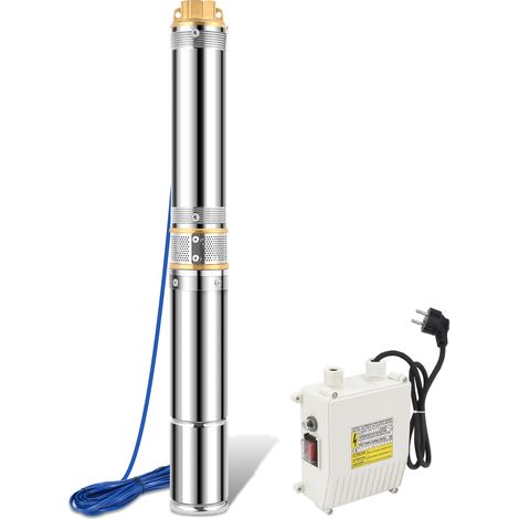 Randaco 750W Tiefbrunnenpumpe Brunnenpumpe 4.5 Zoll bis 4000 L/h Sandverträglich Tauchpumpe Edelstahl Wasserpumpe Gartenpumpe mit Schaltbox