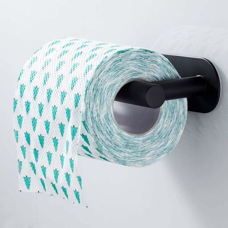 Porte-papier toilette adhésif mural en acier inoxydable pour salle de bain et cuisine - 155 mm (noir) (1/5)