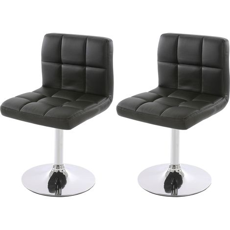 [NON UTILIZZATO] Set 2x sedie lounge girevole elegante imbottita Kavala ecopelle 44x43x76cm nero