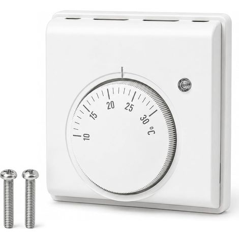 Thermostat Chauffage Sol et Électrique Régulateur de Température Ambiante Mécanique avec Interrupteur pour Climatisation Centrale Contrôle Manuel 220V Compatible Chaudière Gaz (1/5)