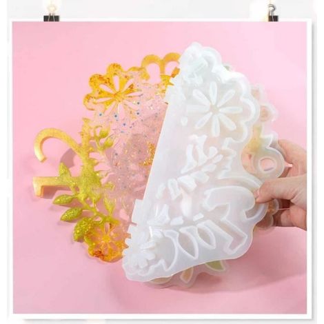 Moule en silicone transparent pour horloge époxy, décoratif DIY, motifs arabes, dimensions 34x32 cm, pour création d'horloge personnalisée (1/4)