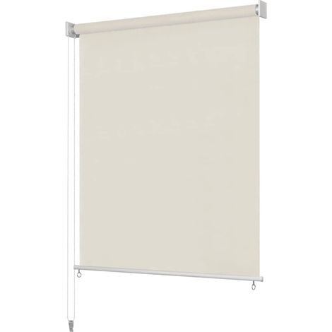 Store enrouleur extérieur pare-soleil en HDPE crème pour balcon et terrasse 185 x 140 cm - PANGIVO (1/5)