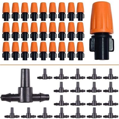 50pcs goutteurs d'irrigation à débit réglable Micro Spray, têtes de brumisateur d'irrigation goutte à goutte réglables pour jardin (1/5)