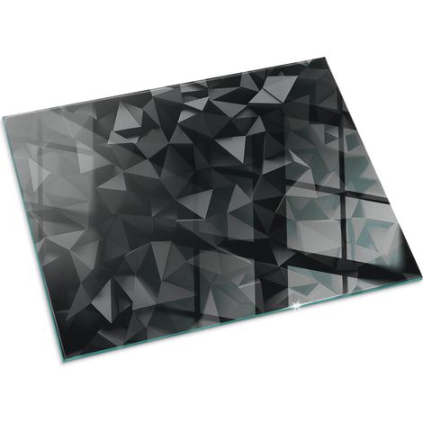Elegante Hartglas Kaminbodenplatte Ofenglas Funkenschutzplatte für Kamin Hitzeschutz Schutzplatte Dreidimensionale Geometrie 80x60 cm (1/5)