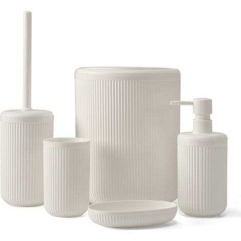 Set accessori bagno completo di 5 pz bianco cannettato Arizona (1/5)