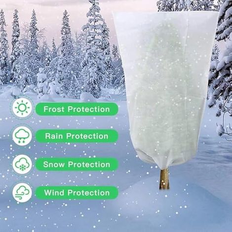 Voile d'hivernage pour plantes d'extérieur, 100 x 80 cm, protection hivernale pour plantes d'extérieur, housse de protection avec fermeture éclair et cordon, réutilisable en non-tissé (1/3)