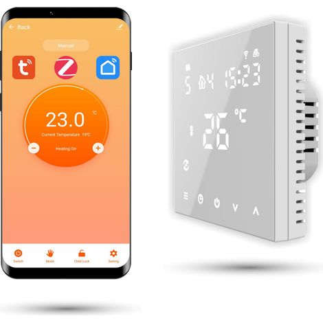 Termostato ambiente Zigbee TUYA 3A bianco PRO2 (1/5)