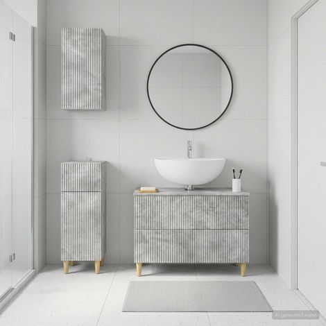 Beyamis Ensemble de meubles de salle de bain 3 pièces , Gris béton (1/5)