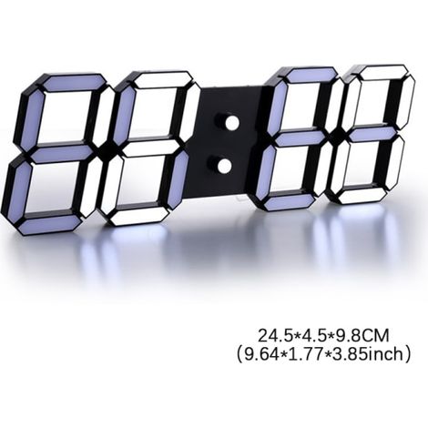 Horloge murale LED 3D numérique, veilleuse lumineuse réglable, noir (1/5)