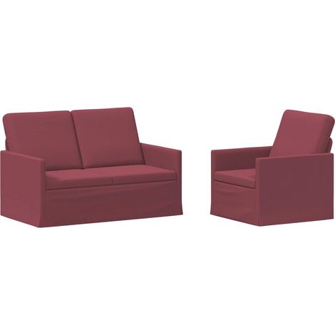 Sofa Set 2 pcs Wine Red Fabric vidaXL (1/5)