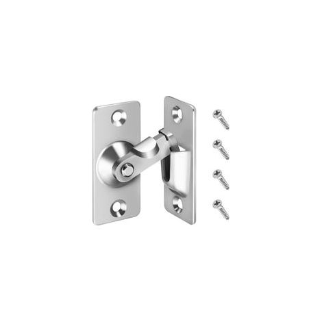Verrou de Porte à Angle Droit 90 Degrés, Loquet de Porte de Verrouillage Coulissante Moulage de Précision avec 4 Vis (Argent) (1/5)