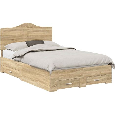 Bed Frame with Drawer Sonoma Oak 135 x 190 cm Engineered Wood vidaXL