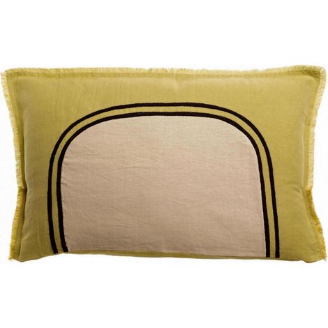 VIVARAISE - Coussin décoratif Laly doré - Vivaraise (lin-coton, 40 x 65 cm) (1/3)