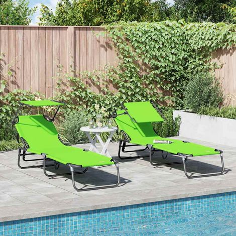 Klappbare Sonnenliege 2 pcs Grün 190 x 57 x 81 cm Oxford