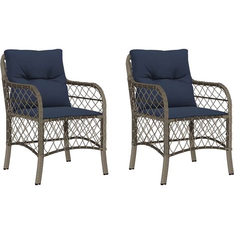 Garden Chairs with Cushions 2 pcs Grey Poly Rattan vidaXL (1/5)