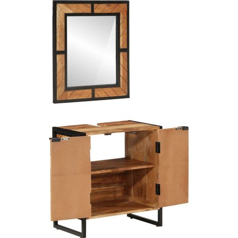 Maison Exclusive - Set Mobili da Bagno 2 pz in Ferro e Legno Massello di Acacia (1/5)