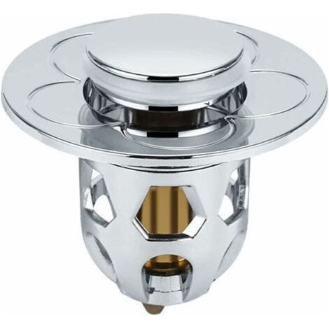 [Silver] Universal Sink Leak Stopper Stainless Steel Drain Filter Bounce Converter Push Rod Sink Drain Core (1/5)