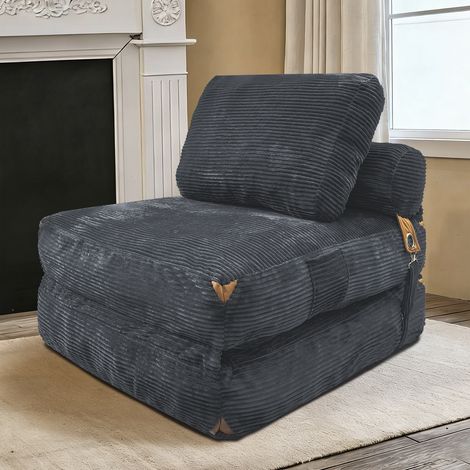 sofá cama individual plegable gris flannelette HAVRYA (1/5)