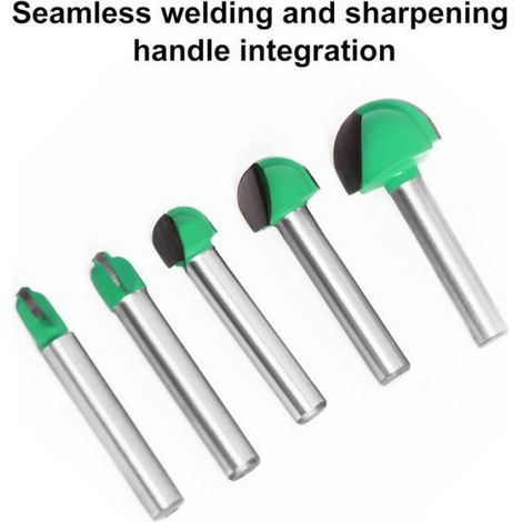 Queue Mèches de Routeur Bits,5 Pcs, Tige Routeur Core Box Bits Fraise, à Rainure Ronde Outils à Bois, 6mm / 8mm /10mm / 12mm / 18mm (1/4)