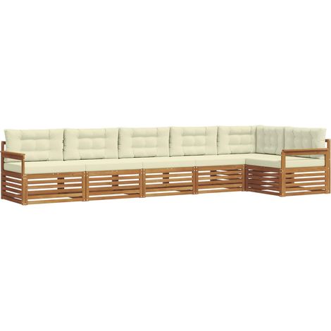 Outdoor-Sofagarnitur mit Kissen 6 pcs Natur und Creme vidaXL