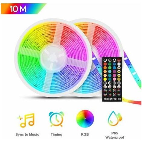 AGE Ruban LED étanche 10m –RGB5050 12V multicolore –IP65 pour intérieur/extérieur –Fonction musicale avec télécommande infrarouge (1/5)