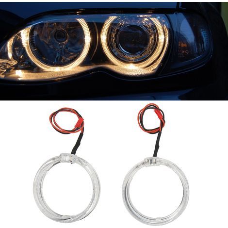 Anelli luminosi a LED bianchi/ambra da 9-36 V per fari auto, 80 mm - Illuminazione decorativa bicolore (1/5)