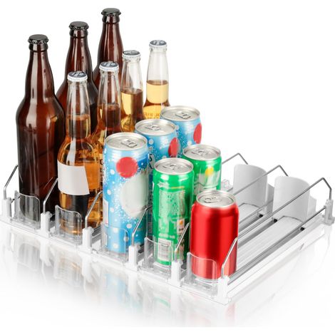 Distributeur Automatique de Canettes pour Frigo, Organisateur avec 5 Rangées Ajustables, Rangement Transparent Boissons et Bouteilles, Idéal Réfrigérateur de Cuisine et Camping-Car (1/5)