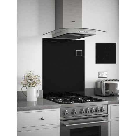 Splashback Black Sparkle Glass Kitchen Backsplash 600mm x 750mm x 6mm (1/3)